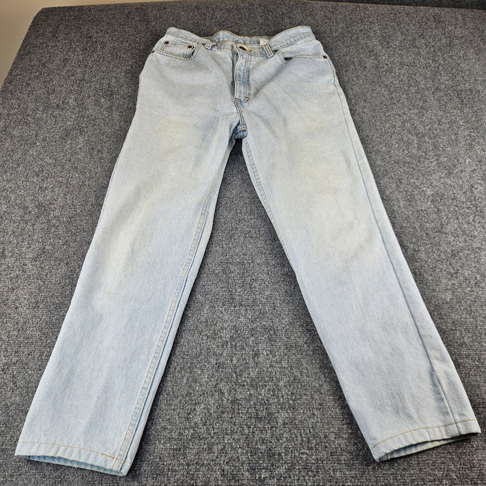 Vintage Levis 521 Tapered Leg Light Wash High Waist Mom Jeans 14 Petite USA Made